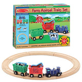 Melissa & Doug Farm Animal Wooden Train Set (12+pc)