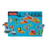 Melissa & Doug Construction Tools Sound Puzzle - Wooden Peg Puzzle (8 pcs)