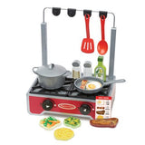 Melissa & Doug 17-Piece Deluxe Wooden Cooktop Set With Wooden Play Food, Durable Pot and Pan