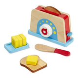 Melissa & Doug Bread and Butter Toaster Set (9pc) - Wooden Play Food and Kitchen Accessories