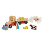 Melissa & Doug Farm Tractor Wooden Vehicle Play Set (5pc)