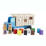 Melissa & Doug Shape-Sorting Wooden Dump Truck Toy With 9 Colorful Shapes and 2 Play Figures