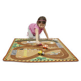 Melissa & Doug Round the Construction Zone Work Site Rug With 3 Wooden Trucks (39 x 36 inches)