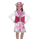 Melissa & Doug Cowgirl Role Play Costume Set (5pcs) - Skirt, Hat, Vest, Badge, Scarf, Adult Unisex, Size: Small, Gold/Pink/White