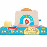 Melissa & Doug Bread and Butter Toaster Set (9pc) - Wooden Play Food and Kitchen Accessories