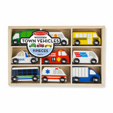 Melissa & Doug Wooden Town Vehicles Set in Wooden Tray, 9pc