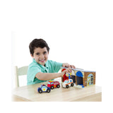 Melissa & Doug Lock and Roll Rescue Garage - 3 Wooden Vehicles, Garage With Locking Door and Keys