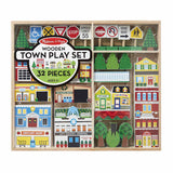 Melissa & Doug Wooden Town Play Set With Storage Tray (32 pcs)