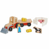 Melissa & Doug Farm Tractor Wooden Vehicle Play Set (5pc)