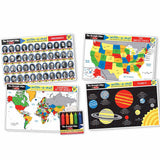 Melissa & Doug Advanced Subject Skills Placemat Set: United States, Presidents, Countries of the World, and Planets 8pc