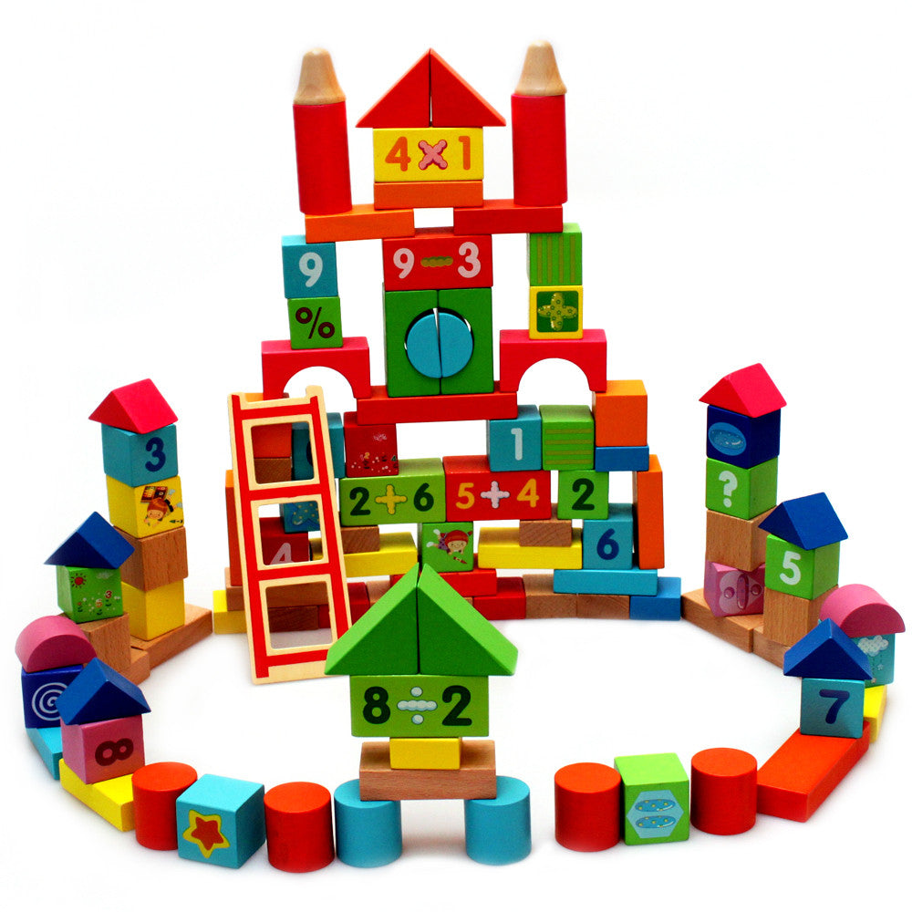 Viahart Wholesale 100 Wooden Block Building Set Bulk Case