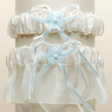 Sleek Satin and Organza 2 Pc. Bridal Garter Set G016