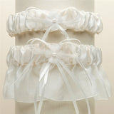 Sleek Satin and Organza 2 Pc. Bridal Garter Set G016