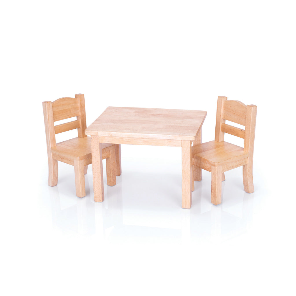 Guidecraft Doll Table & Chair Set – Natural G98114