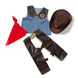 Melissa & Doug Cowboy Role Play Costume Set (5pc) - Includes Faux Leather Chaps, Adult Unisex, Size: One Size, Blue/Gold/Red
