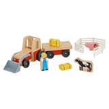 Melissa & Doug Farm Tractor Wooden Vehicle Play Set (5pc)