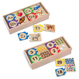 Melissa & Doug Self-Correcting Letter and Number Wooden Puzzles Set With Storage Box 92pc