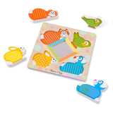Melissa & Doug First Play Wooden Touch & Feel Puzzle Peek-a-Boo Pets With Mirror (4 Textured pcs)