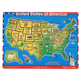 Melissa & Doug USA Map Sound Puzzle - Wooden Peg Puzzle With Sound Effects (40pc)