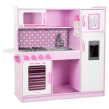 Melissa & Doug Wooden Chef's Pretend Play Toy Kitchen With Ice Cube Dispenser - Cupcake Pink/White