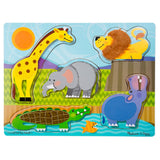 Melissa & Doug Zoo Animals Touch and Feel Textured Wooden Puzzle (5pc)