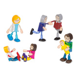 Melissa & Doug Wooden Flexible Figures 7-Piece Caucasian Doll Family for Dollhouses