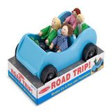 Melissa & Doug Road Trip Wooden Toy Car and 4 Poseable Dolls (4-5 inches each)
