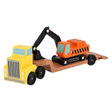 Melissa & Doug Trailer and Excavator Wooden Vehicle Set (3pc)
