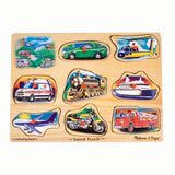 Melissa And Doug Vehicle Puzzle Wooden Peg Sound Puzzle 8pc