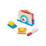Melissa & Doug Bread and Butter Toaster Set (9pc) - Wooden Play Food and Kitchen Accessories