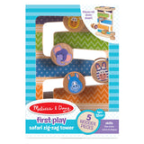 Melissa & Doug First Play Wooden Safari Zig-Zag Tower With 4 Rolling Pieces
