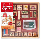 Melissa & Doug Stamp-a-Scene Wooden Stamp Set: Farm - 20 Stamps, 5 Colored Pencils, and 2-Color Stamp Pad