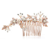 Brushed Gold and Ivory Pearl Wedding Comb H001-RG