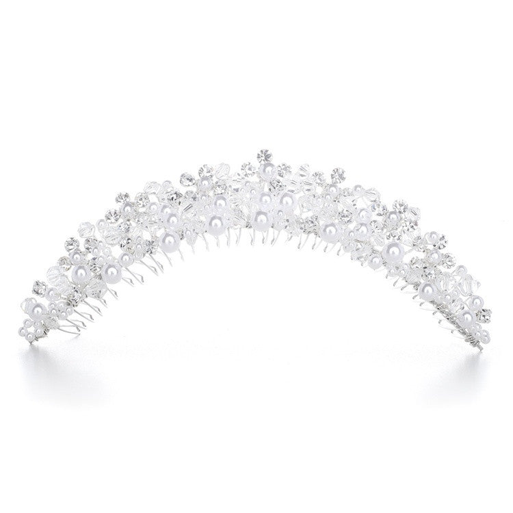 Pearl and Crystal Bridal Tiara Comb - H087