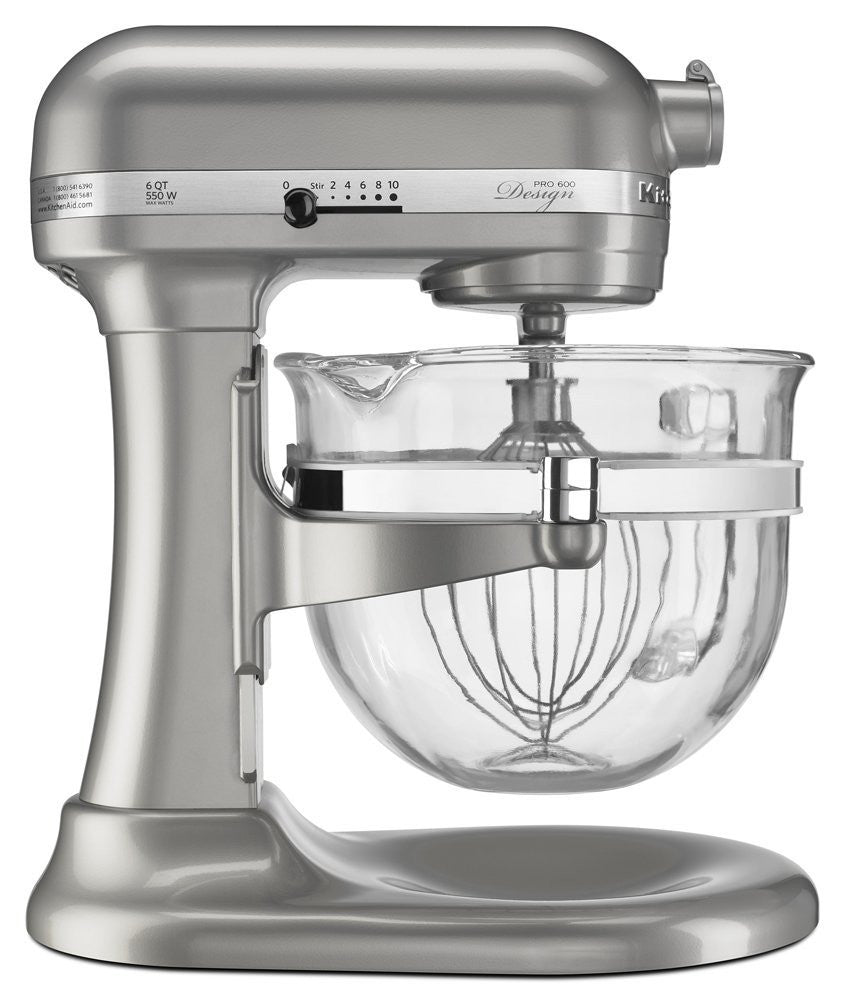 KitchenaidAid Professional 600 Design Series with Glass Bowl - Sugar Pearl Silver KF26M22SR