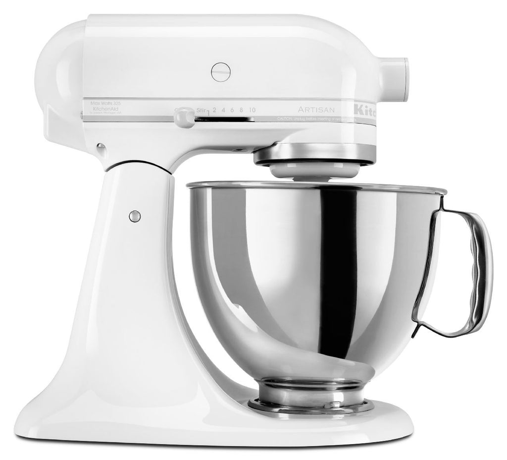 Kitchenaid 5 Qt. Artisan Series with Pouring Shield - White on White KSM150PSWW