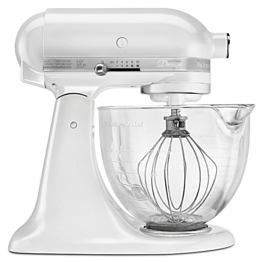 Kitchenaid 5 Qt. Artisan Design Series with Glass Bowl - Frosted Pearl White KSM155GBFP