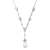 CZ Trillions "Y" Necklace with Pearl N080
