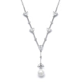 CZ Trillions "Y" Necklace with Pearl N080