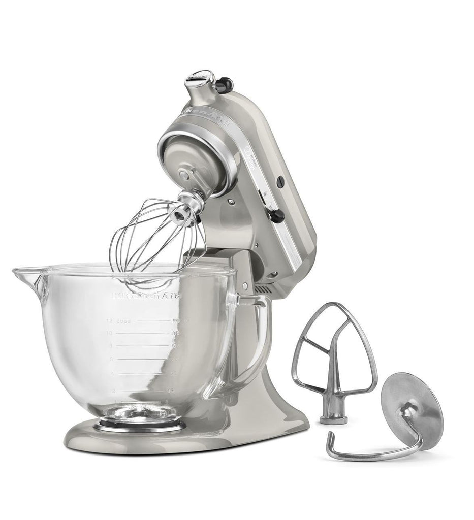 Kitchenaid 5 Qt. Artisan Design Series with Glass Bowl - Sugar Pearl Silver KSM155GBSR