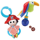 Baby Rattle Toy and Teething Ring (Set of 2)- Pirate Teether Toy and Parrot Baby Rattle- Musical Rattle Set for Early Development