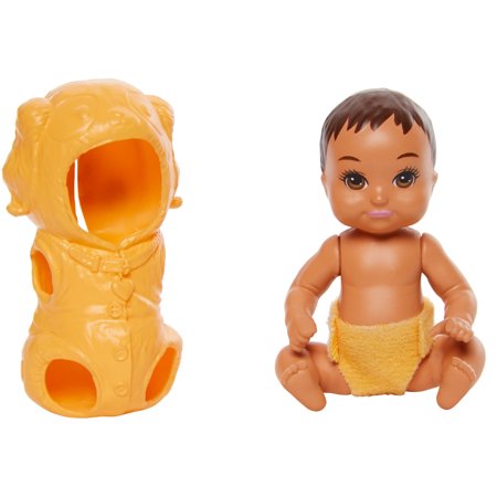Barbie Skipper Baby Doll w/Removable Golden-Colored Puppy Onesie Costume &Diaper