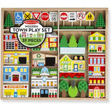 Melissa & Doug Wooden Town Play Set With Storage Tray (32 pcs)