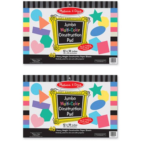 Melissa & Doug Jumbo Multi-Color Construction Paper Pads (12 x 18 inches) - 48 Sheets, 2-Pack