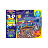 Melissa & Doug Easy-to-See 3-D Sticker Pad: Pirate, Knight, and Space - 110 Reusable Stickers, 3-D Glasses