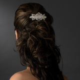 Vintage Silver Clear Rhinestone Hair Barrette 480