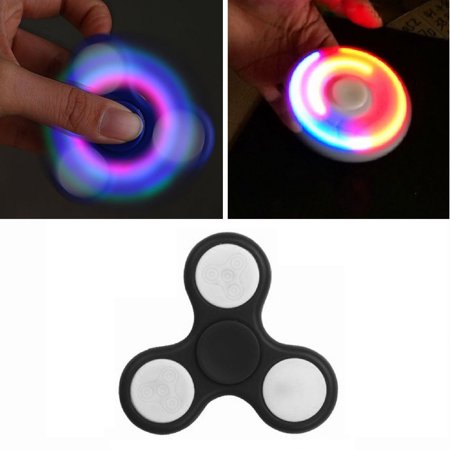 Light Up Color Flashing LED Fidget Spinner Tri-Spinner Hand Spinner Finger Spinner Toy Stress Reducer for Anxiety and Stress Relief - Black