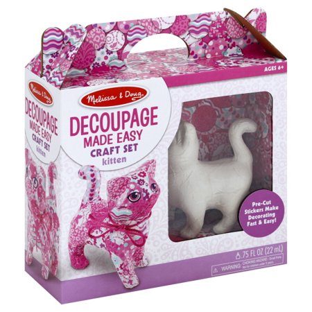 Melissa & Doug Decoupage Made Easy Kitten Paper Mache Craft Kit With Stickers