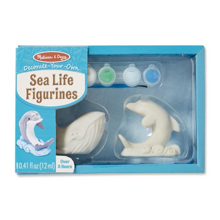 Melissa & Doug Decorate-Your-Own Sea Life Figurines Craft Kit - Paint a Whale and Dolphin