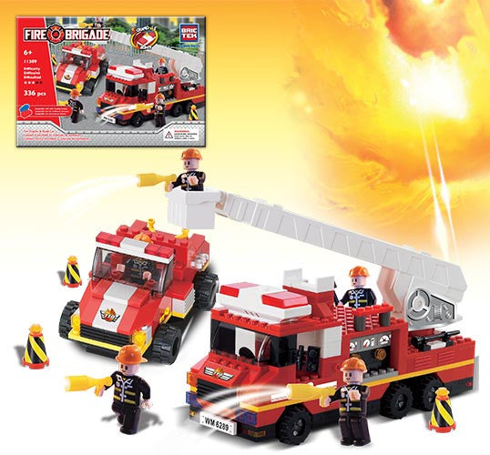 Brictek Fire Engine & Road Car With Sound & Light 11309